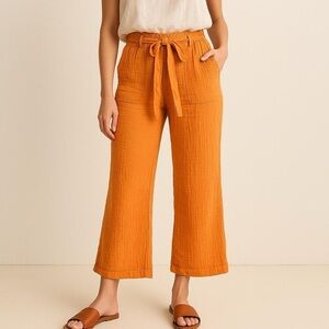 sincerely jules High Rise Gauze Womens Slub Knit 24x22 Wide Leg Pant Orange S